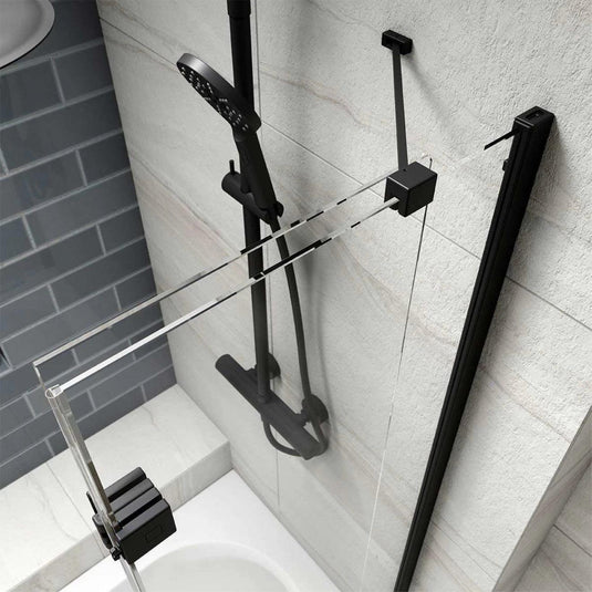 Kudos Inspire 6mm 2 Panel Infold Bath Screen Matt Black RH - Envy Bathrooms Ltd