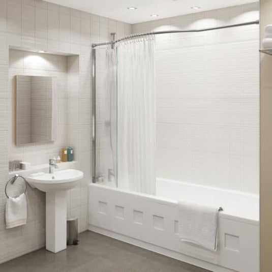 Kudos Inspire 8mm Recess Over Bath Curtain Shower Panel & Rail - Envy Bathrooms Ltd