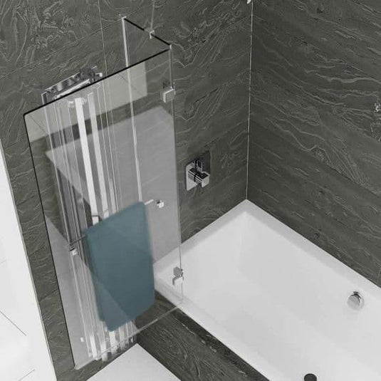 Kudos Inspire 950mm 2 Panel Out-Swing 8mm Bath Screen with Towel Rail (LH) - Envy Bathrooms Ltd