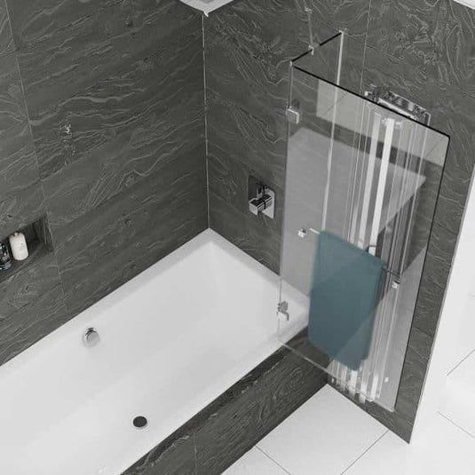 Kudos Inspire 950mm 2 Panel Out-Swing 8mm Bath Screen with Towel Rail (RH) - Envy Bathrooms Ltd