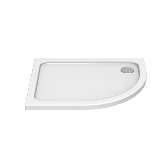 Kudos Kstone 900 x 760mm Anti-slip Offset Quadrant Shower Tray (LH) - White - Envy Bathrooms Ltd