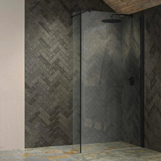 Kudos Ultimate 2 300mm Fixed Deflector Panel (8mm Thick) - Black - Envy Bathrooms Ltd