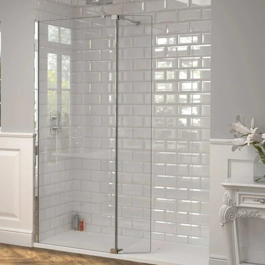 Kudos Ultimate 2 300mm Fold Away Deflector Panel (LH - 10mm Thick) - Chrome - Envy Bathrooms Ltd