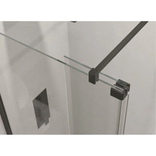 Matt black fold-away deflector panel with 8mm thick clear glass and metal frame