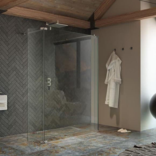 Kudos Ultimate 2 300mm Hinged Deflector Panel (RH - 10mm Thick)l - Chrome - Envy Bathrooms Ltd