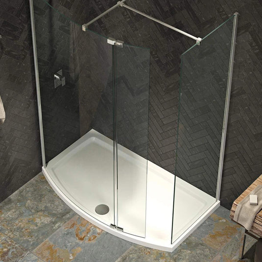 Kudos Ultimate 2 8mm Curved Hinged Deflector Panel Chrome 300mm LH - Envy Bathrooms Ltd