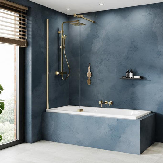 Kudos Ultimate10 Fold Away Bath Screen Deflector Panel (LH) - Brushed Brass - 10BSWPFADPLHBRG - Envy Bathrooms Ltd
