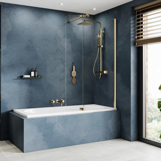 Kudos Ultimate10 Fold Away Bath Screen Deflector Panel (RH) - Brushed Brass - 10BSWPFADPRHBRG - Envy Bathrooms Ltd