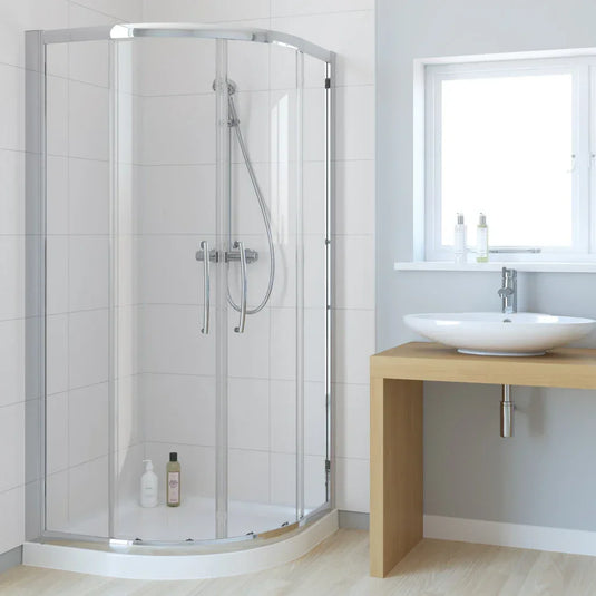 Lakes 1200 x 900mmSingle Rail Double Door Offset Quadrant Enclosure - Silver - CLV2R129S + CLV2RDG - Envy Bathrooms Ltd