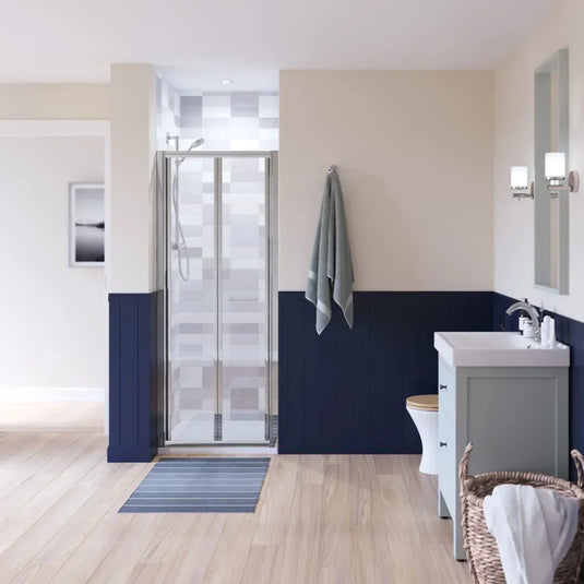 Lakes Semi Framed 750mm Bi-Fold Door - White - LKVB075W - Envy Bathrooms Ltd