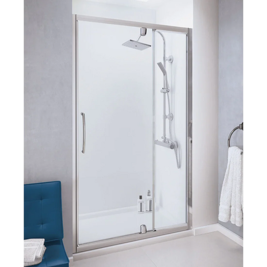 Lakes Semi Framed 1000mm Inline Pivot Door - Silver - LKVPI100S - Envy Bathrooms Ltd