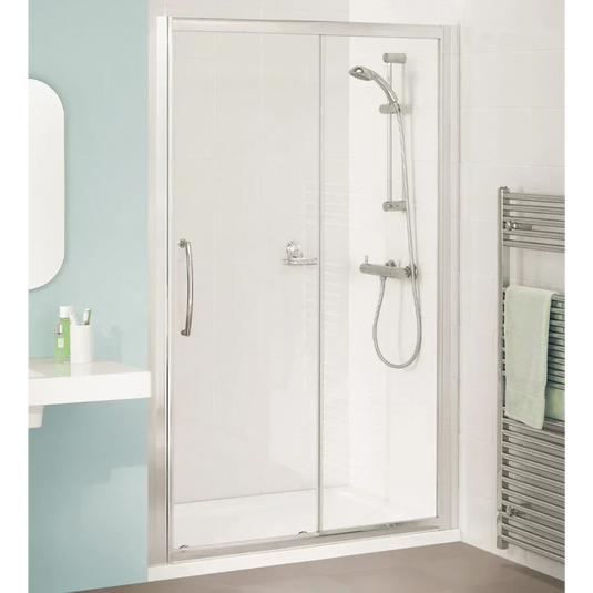 Lakes Semi Framed 1000mm Sliding Door - White - LKV2S100W - Envy Bathrooms Ltd