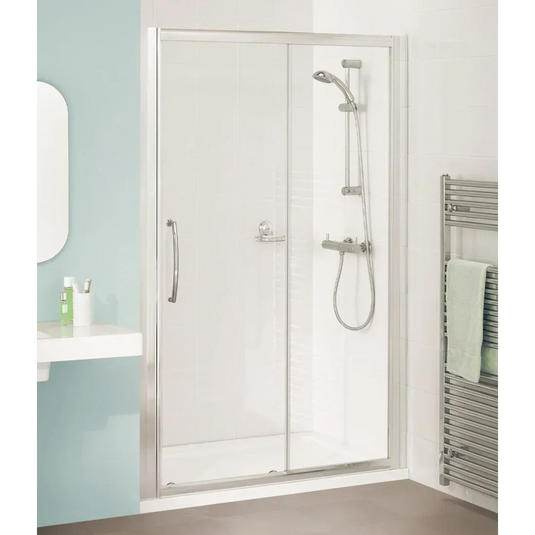Lakes Semi Framed Low Threshold 1700mm Sliding Door (LH) - Silver - CLV3S170DG + CLV3SF170LS - Envy Bathrooms Ltd
