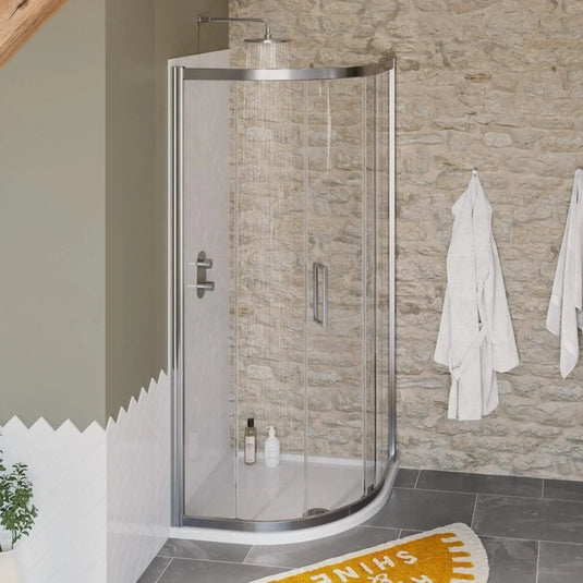Lakes Sorong 900 x 760mm Single Door Quadrant Shower Enclosure - Silver - 8HRSD0976S + 8HRSDDG - Envy Bathrooms Ltd