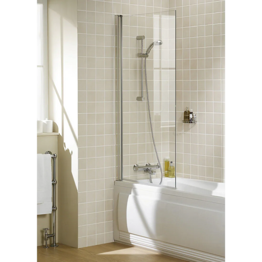 Lakes Square 8mm Single Panel Bath Screen – Silver – BS850S - Envy Bathrooms Ltd