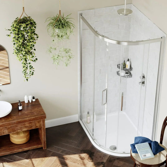 Lakes Valmeira 900mm Double Door Quadrant Enclosure - Silver - 8HR090S + 8HRDG - Envy Bathrooms Ltd