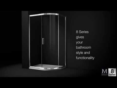Merlyn 8 Series 1200mm x 800mm 1 Door Offset Quadrant Shower Enclosure - Chrome - M83243 - Envy Bathrooms Ltd