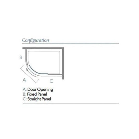 Merlyn 8 Series 1200mm x 800mm 1 Door Offset Quadrant Shower Enclosure - Chrome - M83243 - Envy Bathrooms Ltd