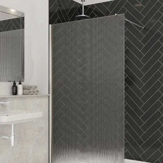 Merlyn 8mm Fluted Wetroom Panel - 800mm - Chrome - 8WFL80 - Envy Bathrooms Ltd