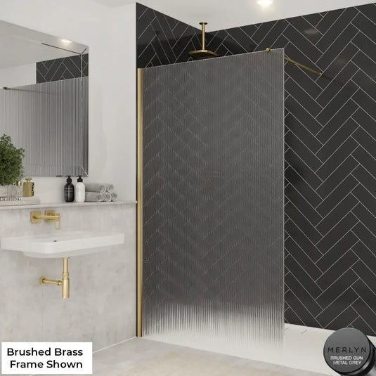 Merlyn 8mm Fluted Wetroom Panel - 700mm - Brushed Gunmetal - 8WFL70BGM - Envy Bathrooms Ltd