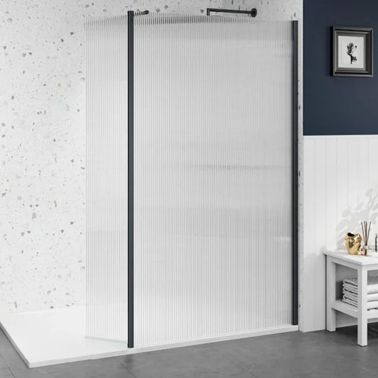 Merlyn 8mm Fluted Wetroom Shower Swivel Panel - 300mm - Brushed Gunmetal - 8WFLSV30BGM - Envy Bathrooms Ltd