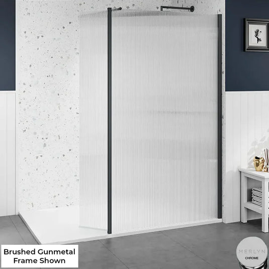 Merlyn 8mm Fluted Wetroom Shower Swivel Panel - 300mm - Chrome - 8WFLSV30 - Envy Bathrooms Ltd