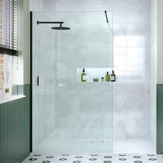 Merlyn 8mm Wetroom Panel - 400mm - Matt Black - 8W40MB - Envy Bathrooms Ltd