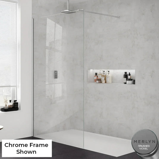 Merlyn 8mm Wetroom Panel - 400mm - Brushed Nickel - 8W40BN - Envy Bathrooms Ltd