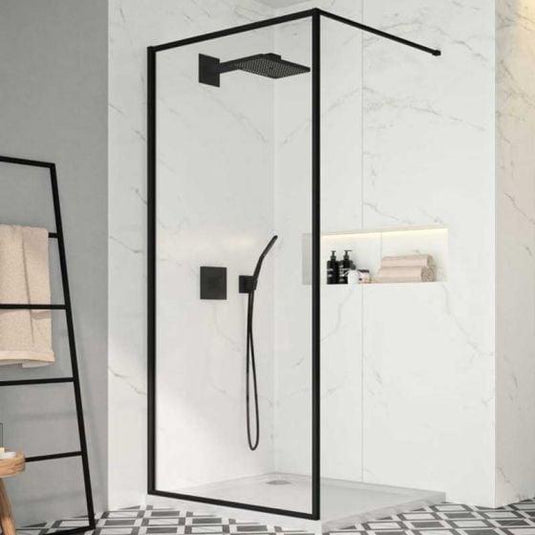 Merlyn Black Framed Wetroom Shower Wall Panel 1200mm - BLKFSW120 - Envy Bathrooms Ltd