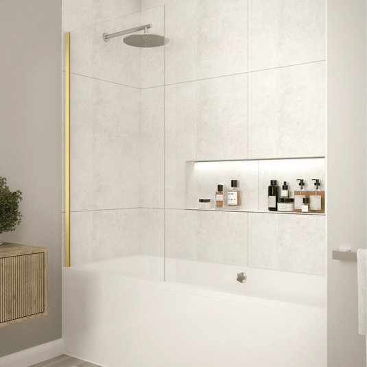 Merlyn Brushed Brass Frameless Fixed Bath Screen - MB14BBR - Envy Bathrooms Ltd