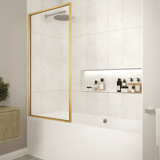 Merlyn Brushed Bronze Framed Fixed Bath Screen - MB14FBBZ - Envy Bathrooms Ltd