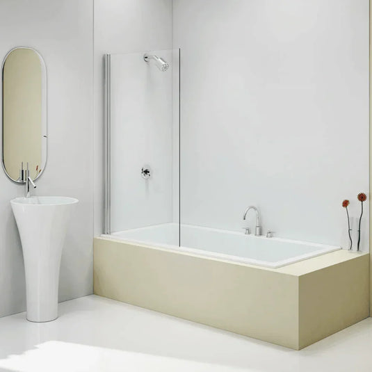 Merlyn Ionic 800 x 1400mm Hinged Square Bath Screen - MB12 - Envy Bathrooms Ltd