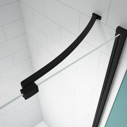 Merlyn Ionic Essence Frameless 1400+mm Hinge and Inline Shower Door - Black - BLKH1400SP - Envy Bathrooms Ltd