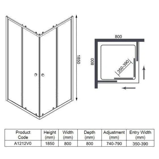 Merlyn Ionic Source 900mm 2 Door Corner Entry Shower Enclosure - Chrome - A1212B0 - Envy Bathrooms Ltd