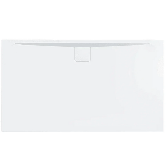Rectangular anti-slip white shower tray with central drain and smooth surface, 1700x900mm