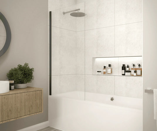 Merlyn Matt Black Frameless 1500 x 800 Fixed Bath Screen - MB14MB - Envy Bathrooms Ltd