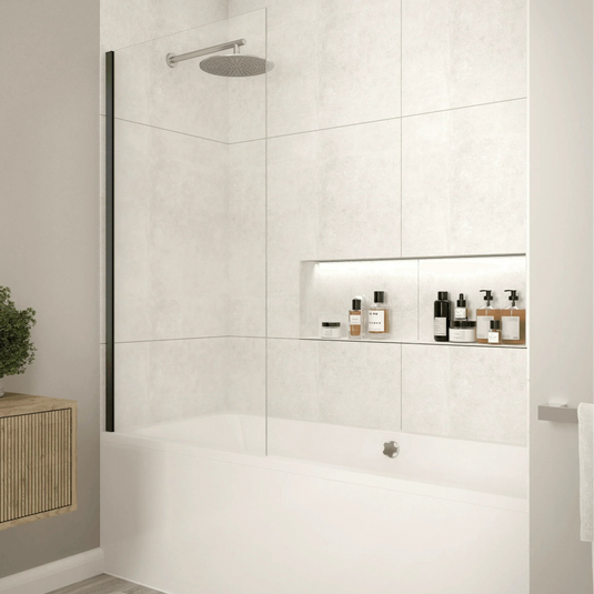 Merlyn Matt Black Frameless 1500 x 800 Fixed Bath Screen - MB14MB - Envy Bathrooms Ltd