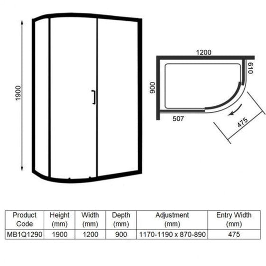 Merlyn MBOX 1 Door Offset Quadrant Shower Enclosure 1200 x 900mm - MB1Q1290 - Envy Bathrooms Ltd