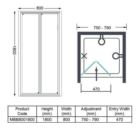 Merlyn MBOX 800 Loft Bi-Fold 1800 Shower Door - MBB800/1800 - Envy Bathrooms Ltd