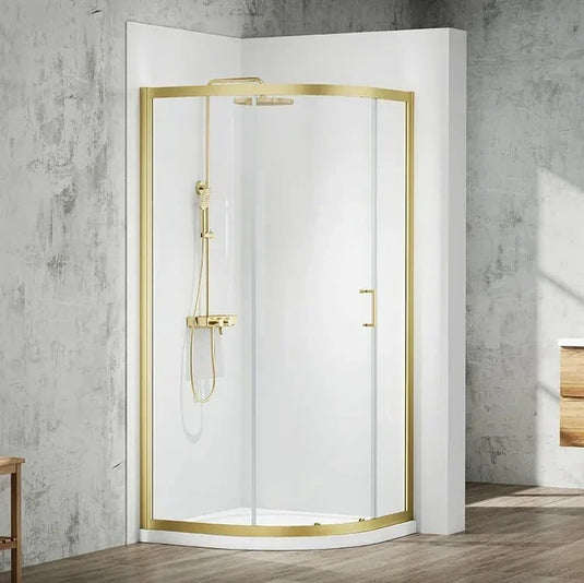 Merlyn MBOX 800mm 1 Door Quadrant Shower Enclosure - Brushed Brass - MB1Q800BBR - Envy Bathrooms Ltd