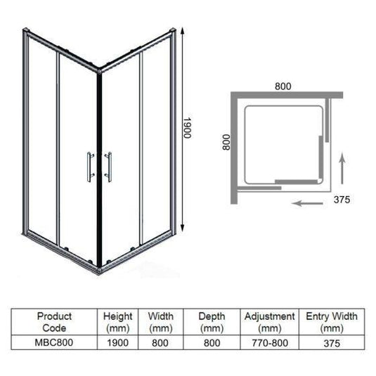 Merlyn MBOX 800mm Corner Entry Shower Door - MBC800 - Envy Bathrooms Ltd