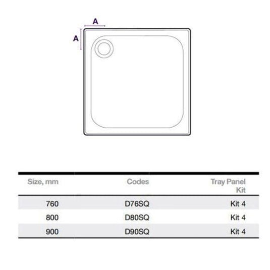 Merlyn MStone 760 x 760mm Square Shower Tray Including 90mm Waste - White - D76SQ - Envy Bathrooms Ltd