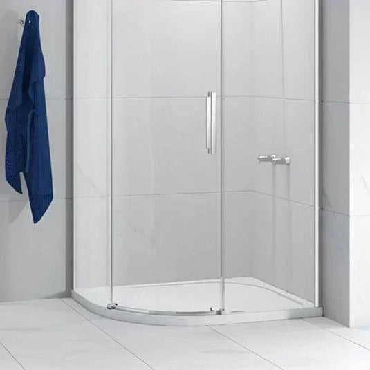 Merlyn Touchstone 1000 x 800mm Antislip Offset Quadrant Shower Tray Without Waste (LH) - White - S108QLASTO - Envy Bathrooms Ltd
