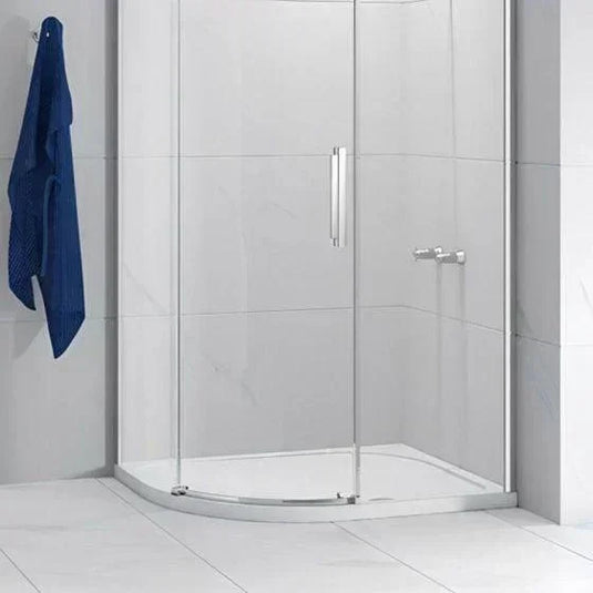 Merlyn Touchstone 1000 x 800mm Antislip Offset Quadrant Shower Tray Without Waste (LH) - White - S108QLASTO - Envy Bathrooms Ltd