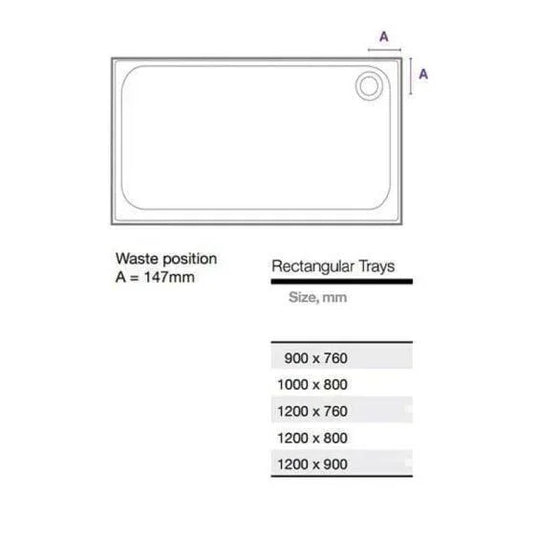 Merlyn Touchstone 900 x 760mm Upstand Rectangular Shower Tray without Waste - White -S976RTUP - Envy Bathrooms Ltd