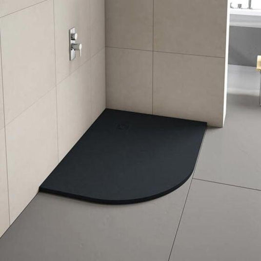 Merlyn Truestone 1000 x 800mm Offset Quadrant Shower Tray with Waste (LH) - Black - T108HBL - Envy Bathrooms Ltd