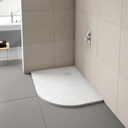 Merlyn Truestone 1000 x 800mm Offset Quadrant Shower Tray with Waste (RH) - White - T108HWR - Envy Bathrooms Ltd