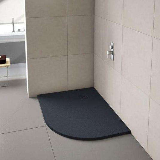 Merlyn Truestone 1200 x 900mm Offset Quadrant Shower Tray with Integrated Waste (RH) - Graphite - T129HGR - Envy Bathrooms Ltd