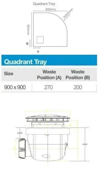 Merlyn Truestone 900 x 900mm Quadrant Shower Tray with Integrated Waste - Sandstone - T90QS - Envy Bathrooms Ltd