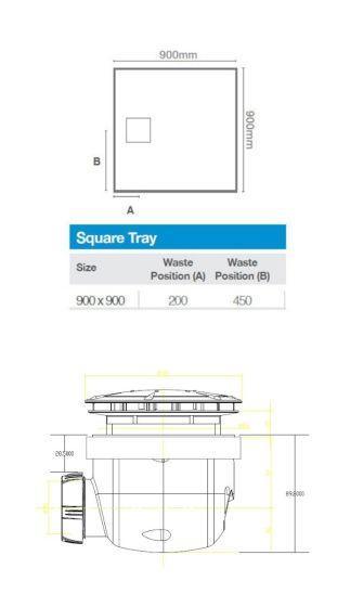 Merlyn Truestone 900 x 900mm Square Shower Tray with Integrated Waste - White - T90RTW - Envy Bathrooms Ltd